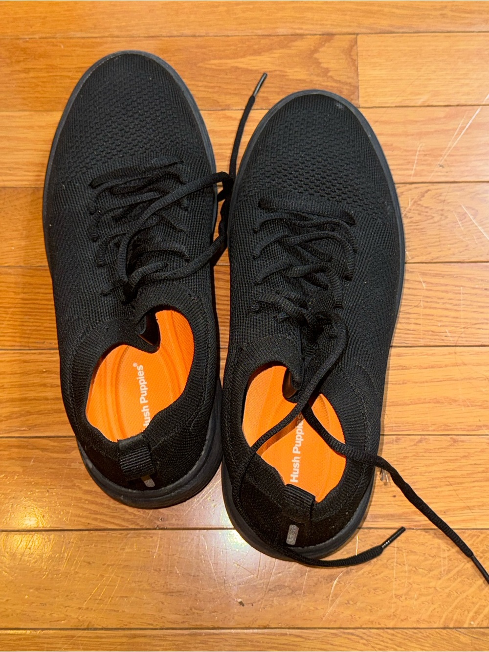 Hush Puppies Men's Black Knit Sneakers with Orange Insoles